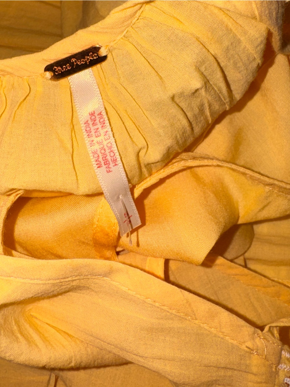 NEW FREE PEOPLE To the Moon cotton yellow boho Midi Dress sz S - Picture 9 of 12
